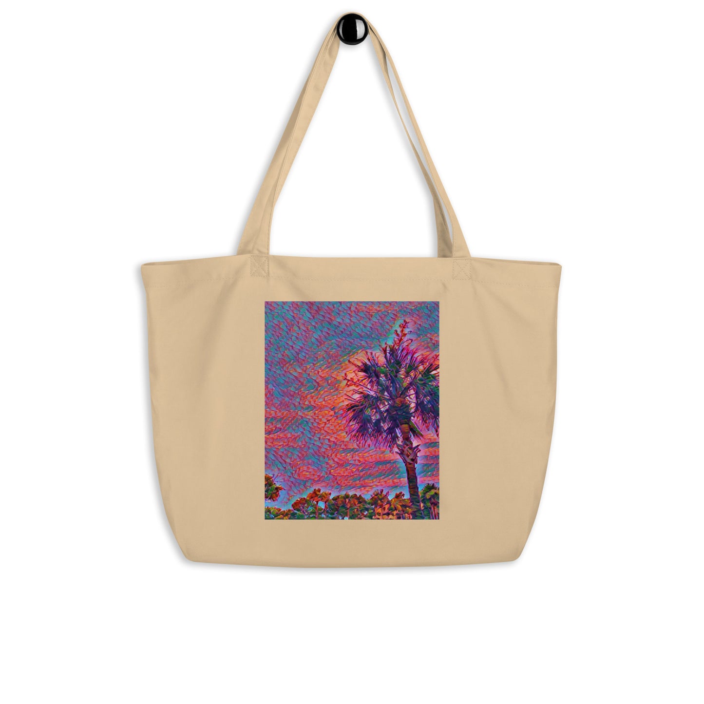 Palmetto Evening Large organic tote bag - A. Mandaline Art