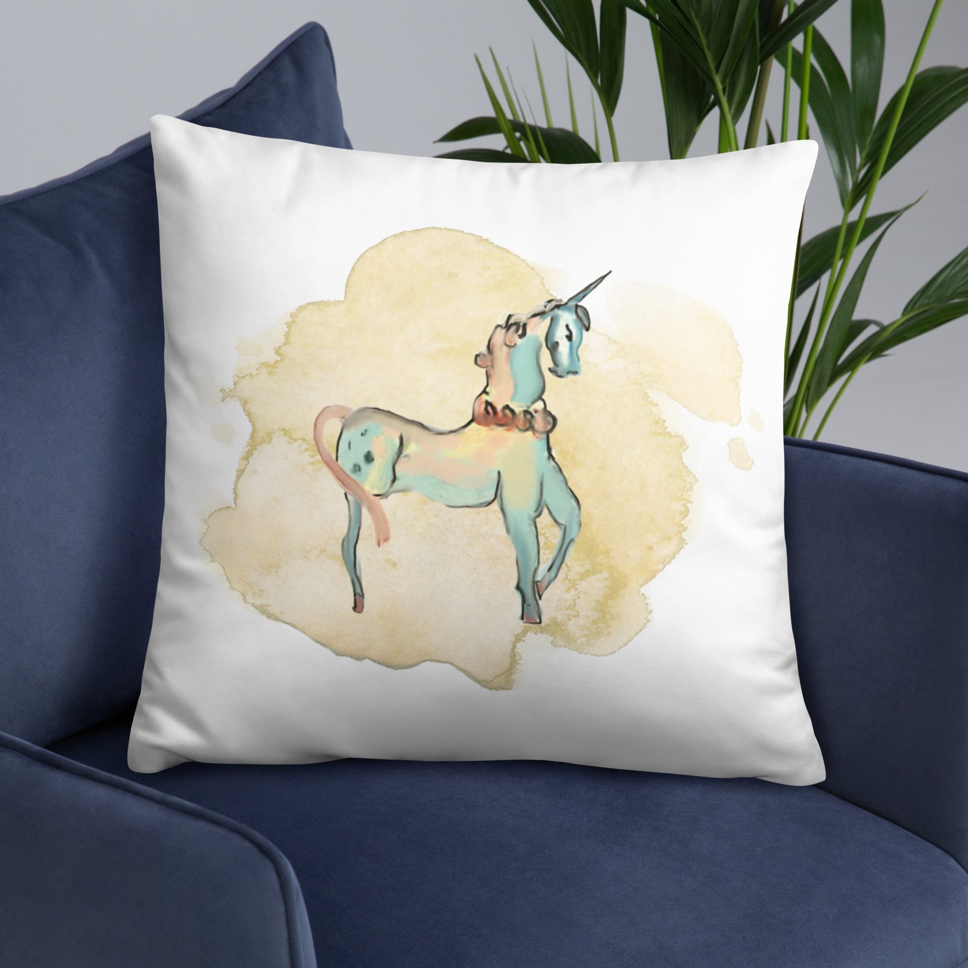 Watercolor Unicorn Basic Pillow - A. Mandaline Art
