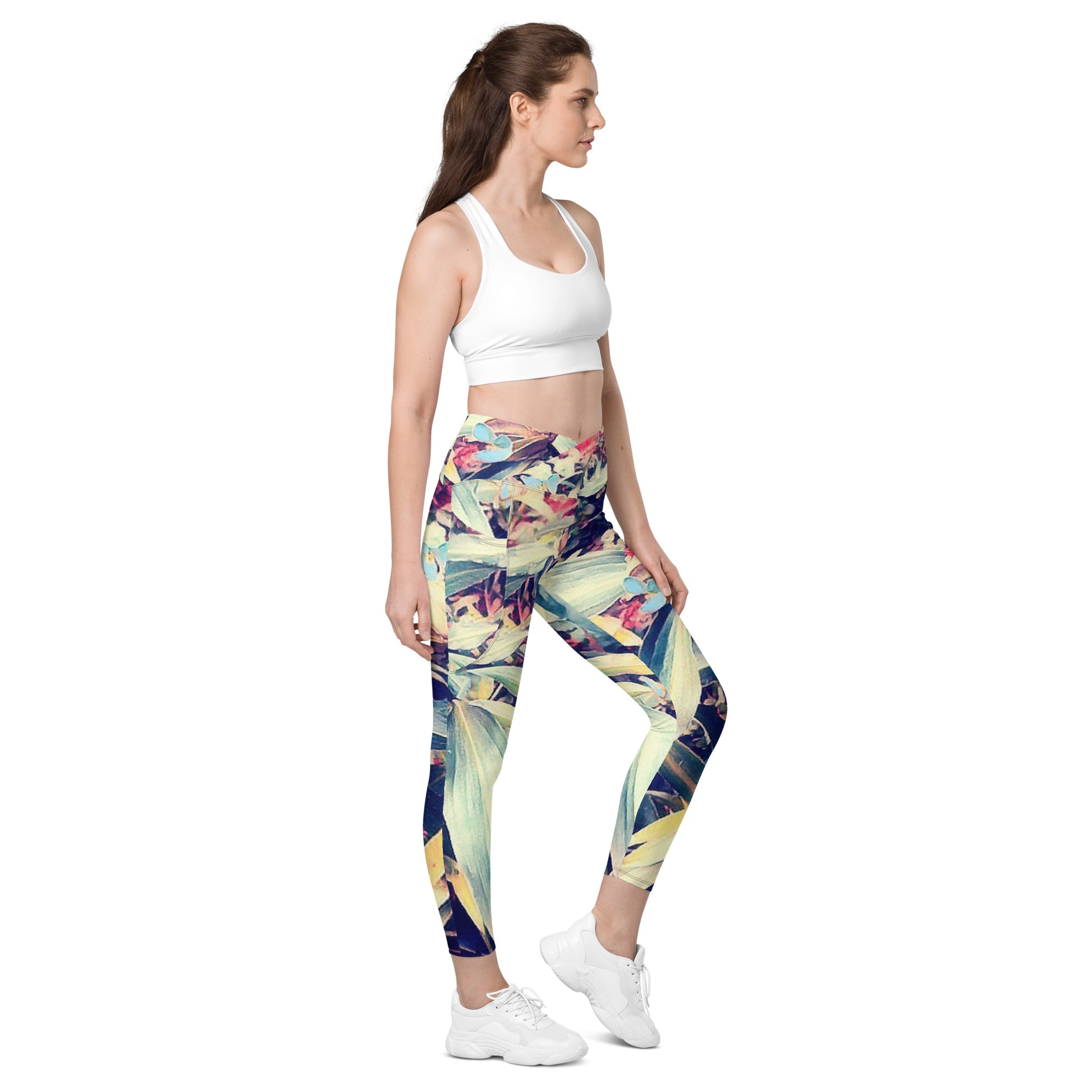 Tropical Crossover leggings with pockets - A. Mandaline Art