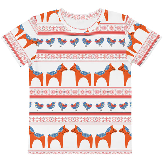 Dala Horse Christmas Sweater Print Unisex Kids crew neck t-shirt
