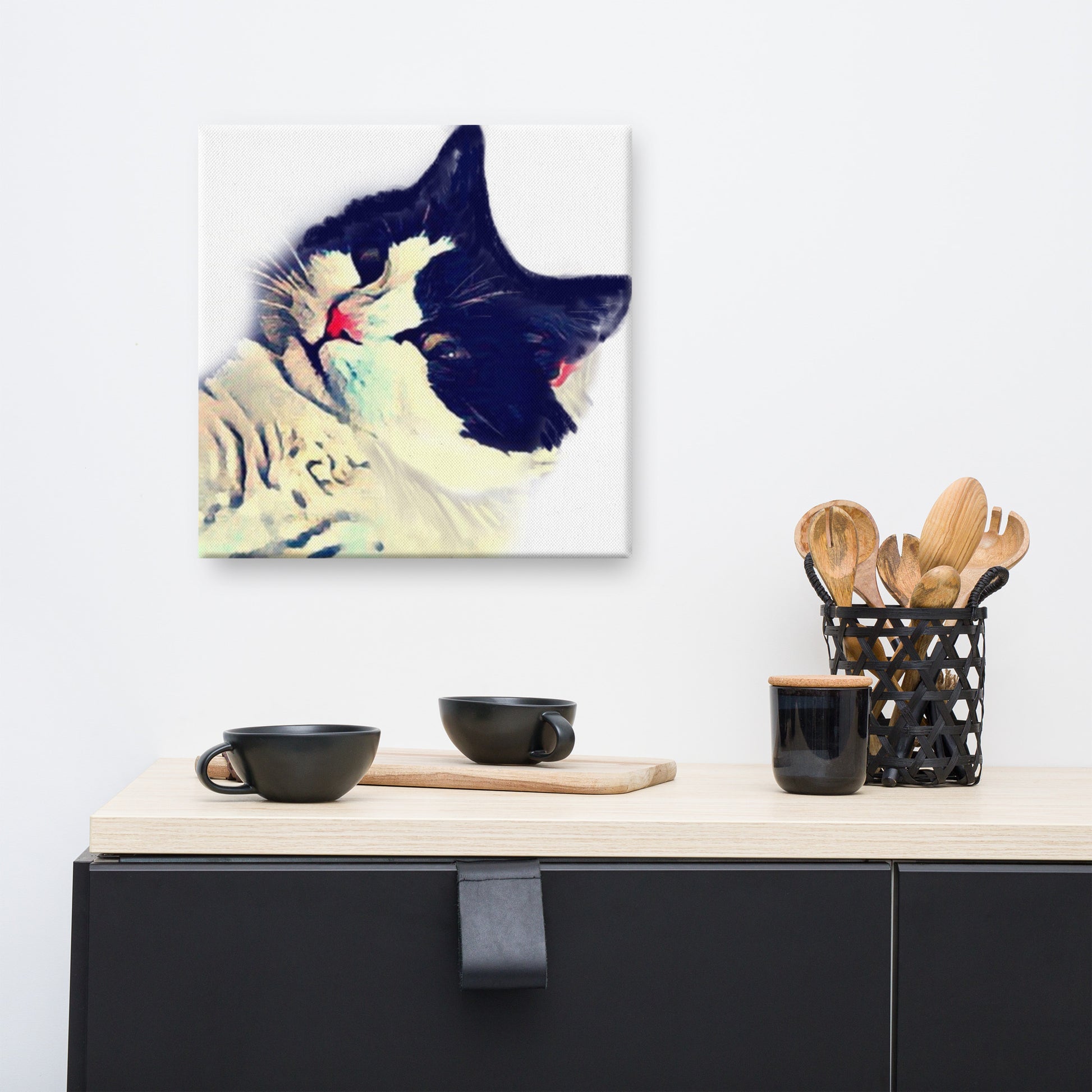 Tuxedo Cat Selfie Canvas - A. Mandaline Art