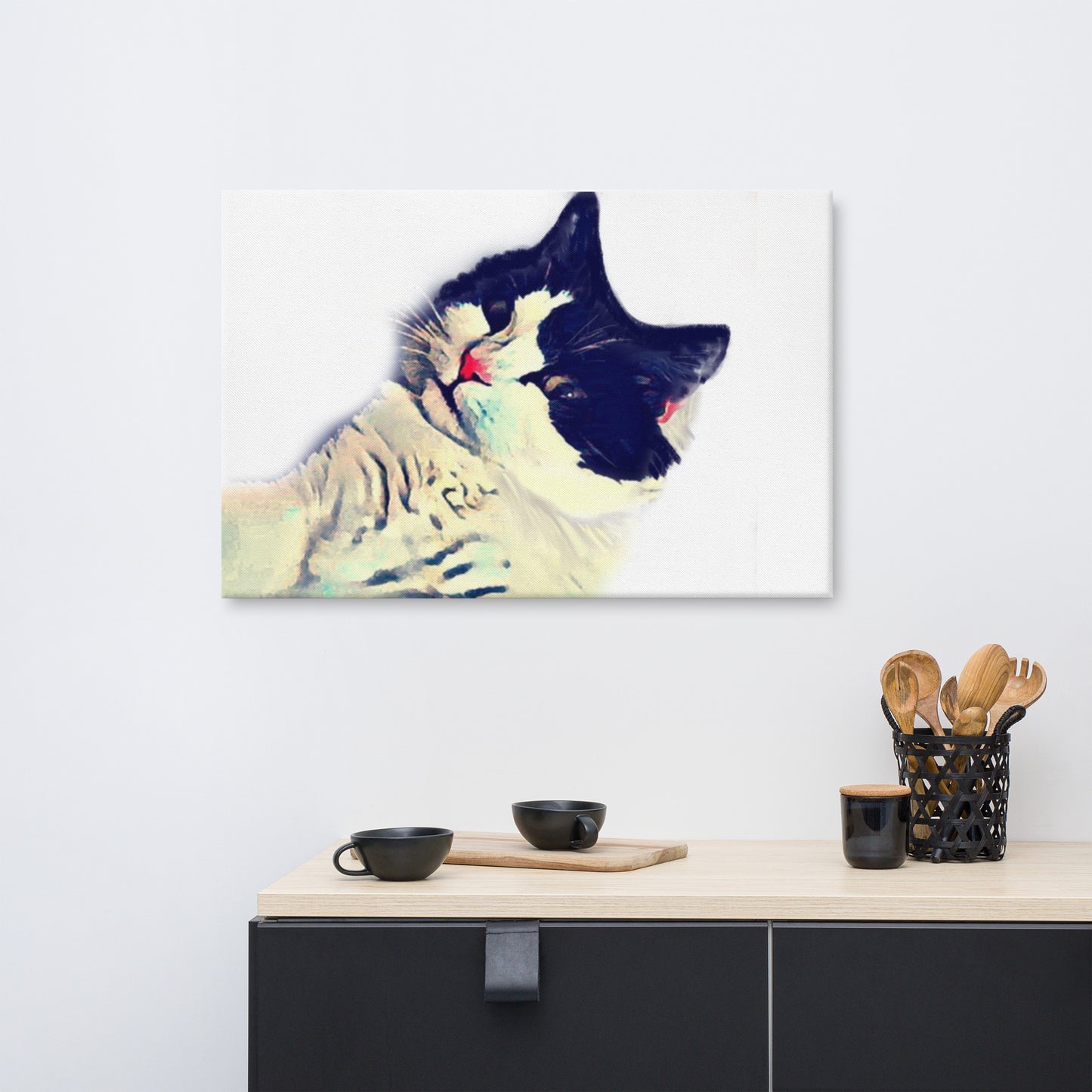 Tuxedo Cat Selfie Canvas - A. Mandaline Art