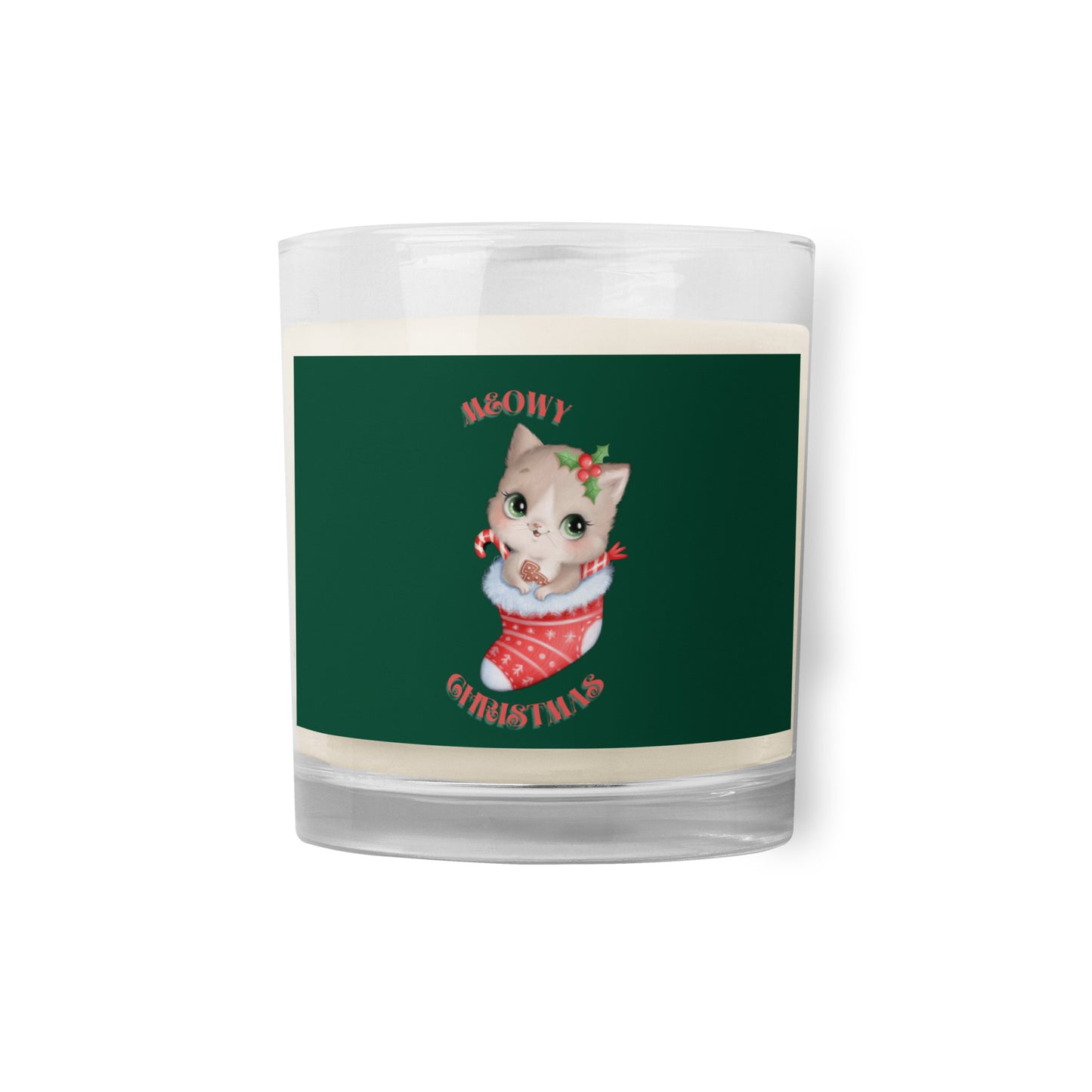 Meowy Christmas Glass jar soy wax candle Kawaii Kitten Gift