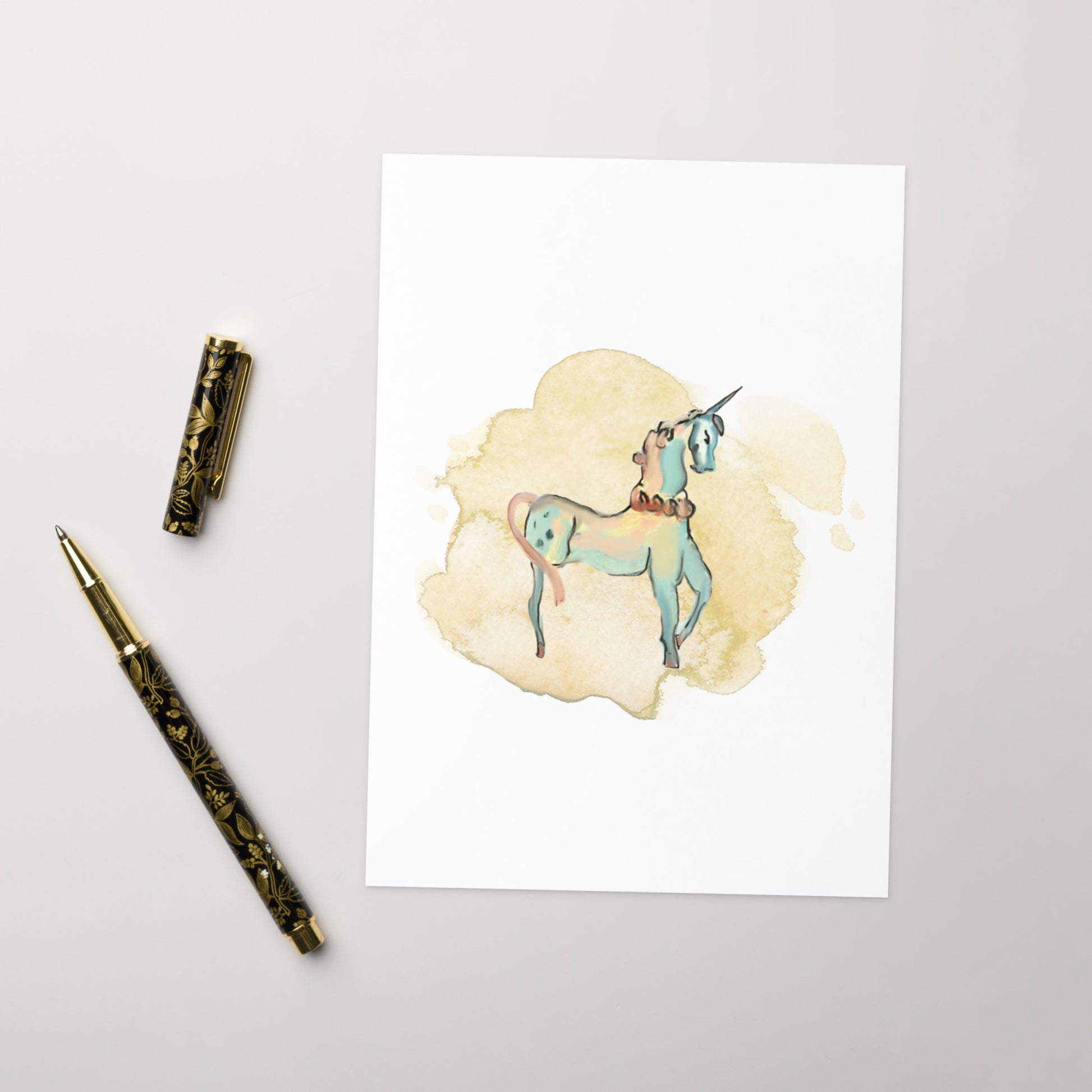 Watercolor Unicorn Greeting card - A. Mandaline Art