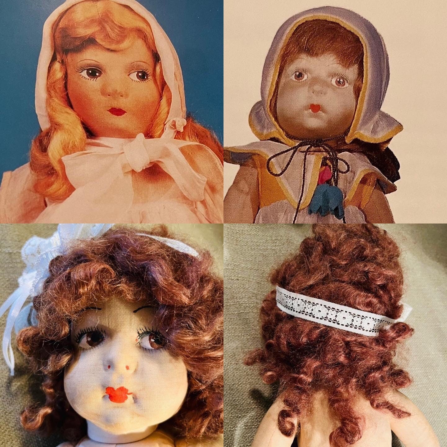 Antique Gre Poir 17” Doll, French, Pressed Cloth, 1920s, Auburn Hair, Brown Eyes, Rare - A. Mandaline Art
