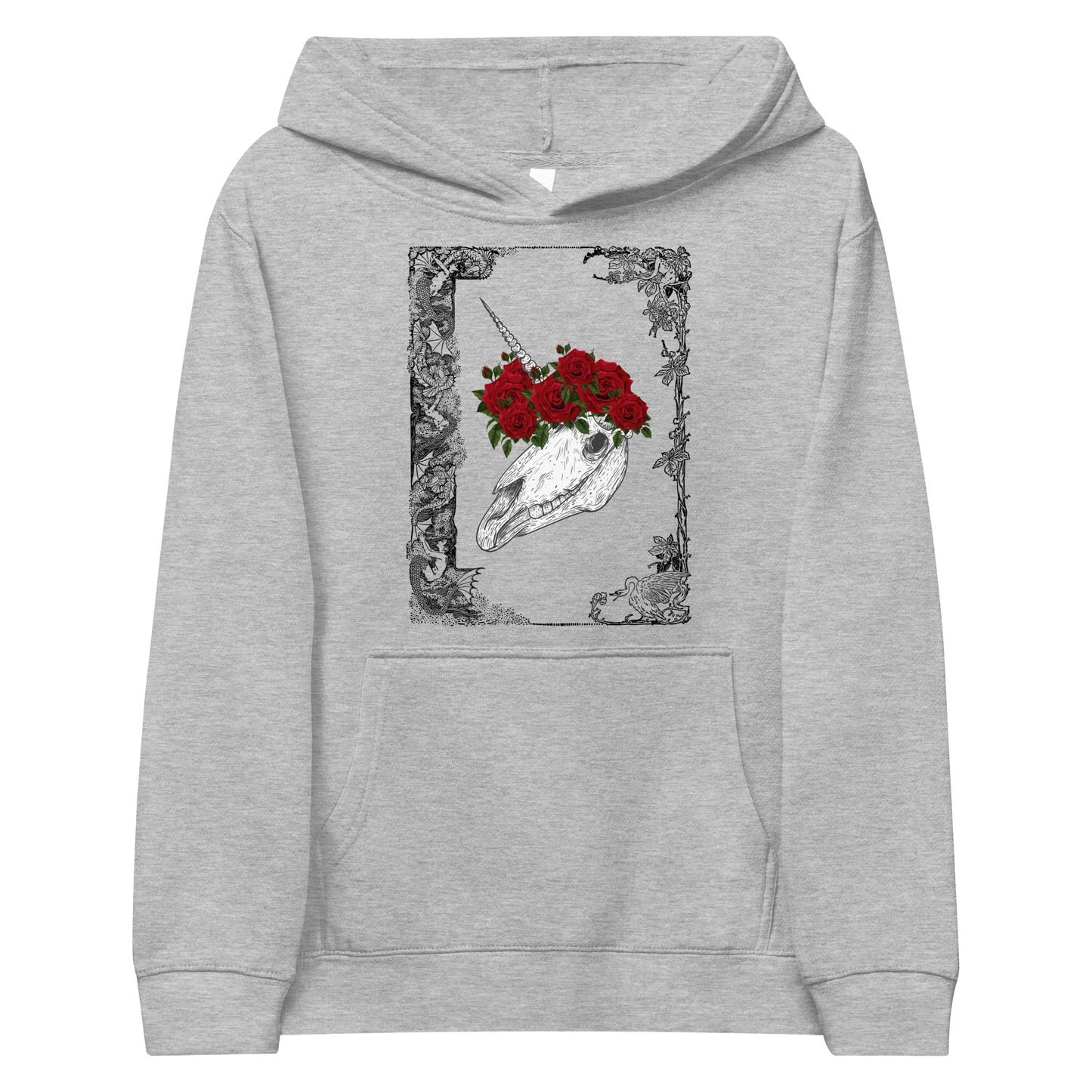 Mari Lwyd Unicorn Kids fleece hoodie - A. Mandaline Art