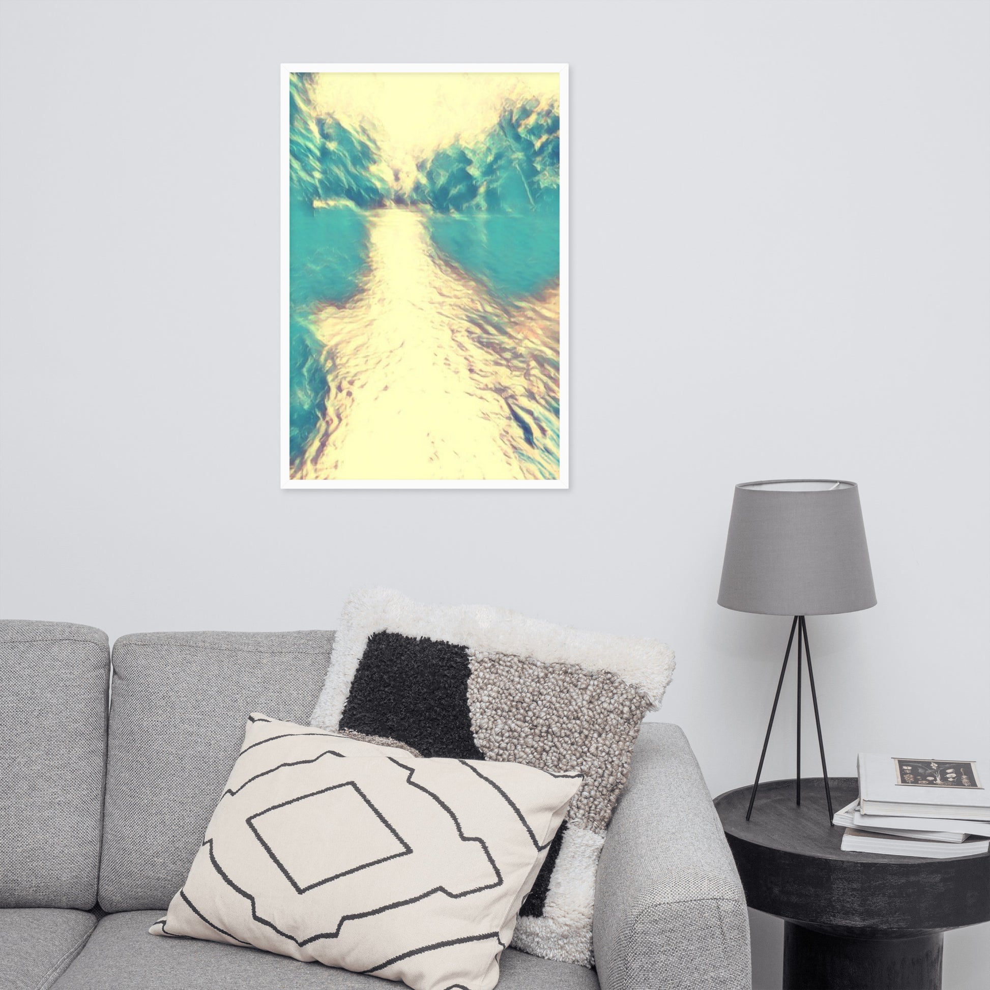 Pastel River Framed photo paper poster - A. Mandaline Art