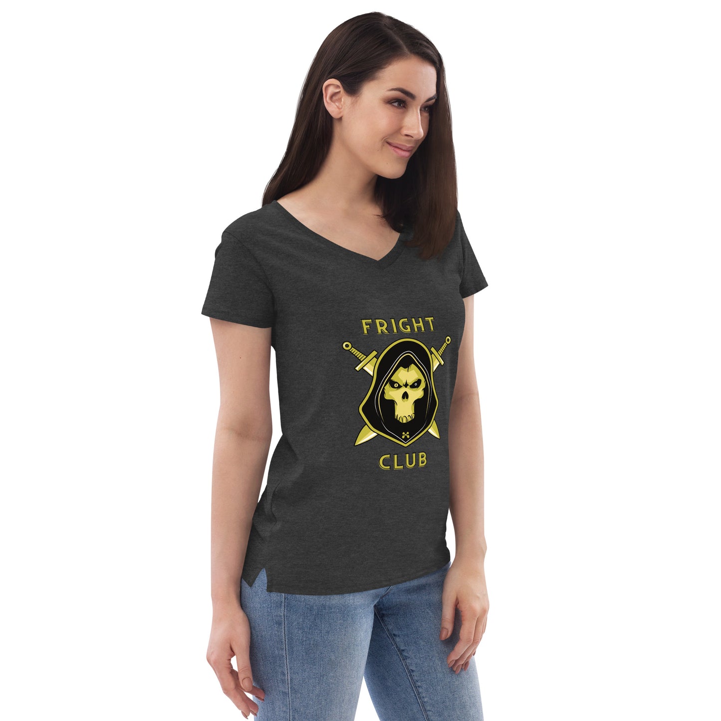 Fright Club Women’s recycled v-neck t-shirt - A. Mandaline Art