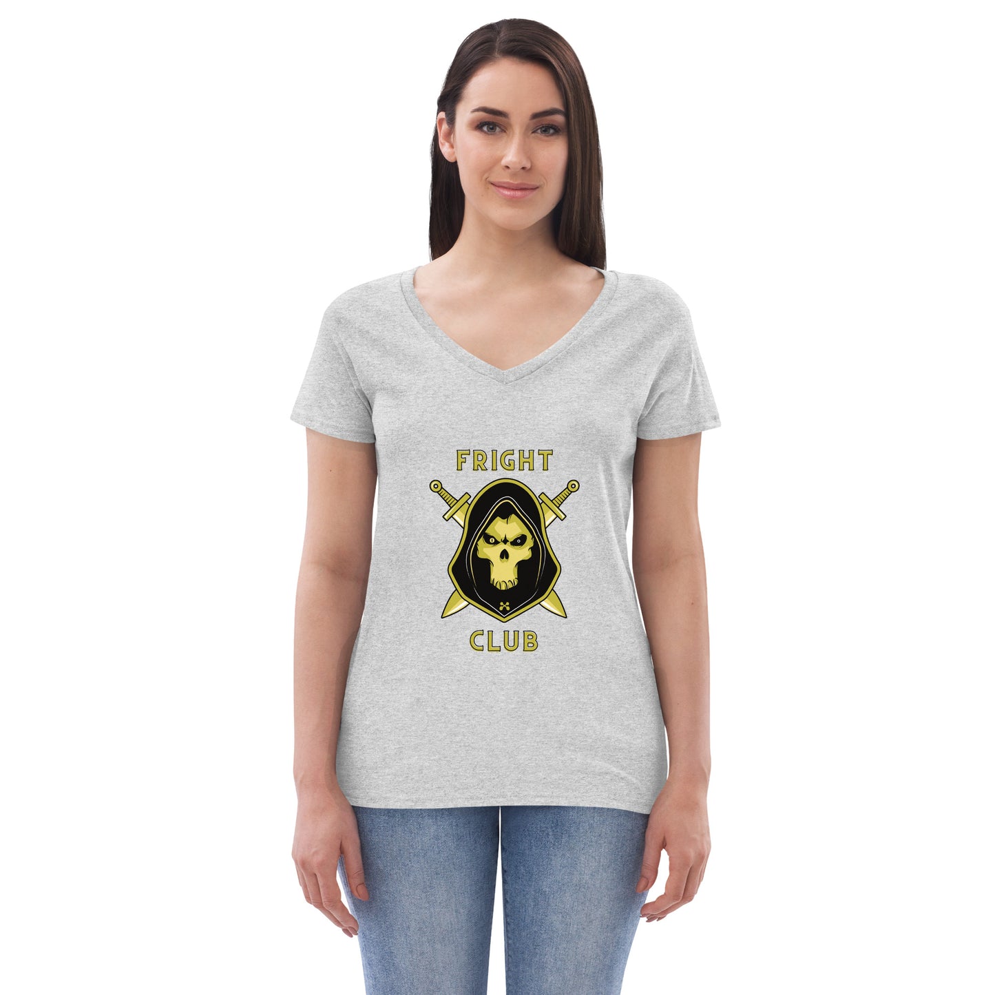 Fright Club Women’s recycled v-neck t-shirt - A. Mandaline Art