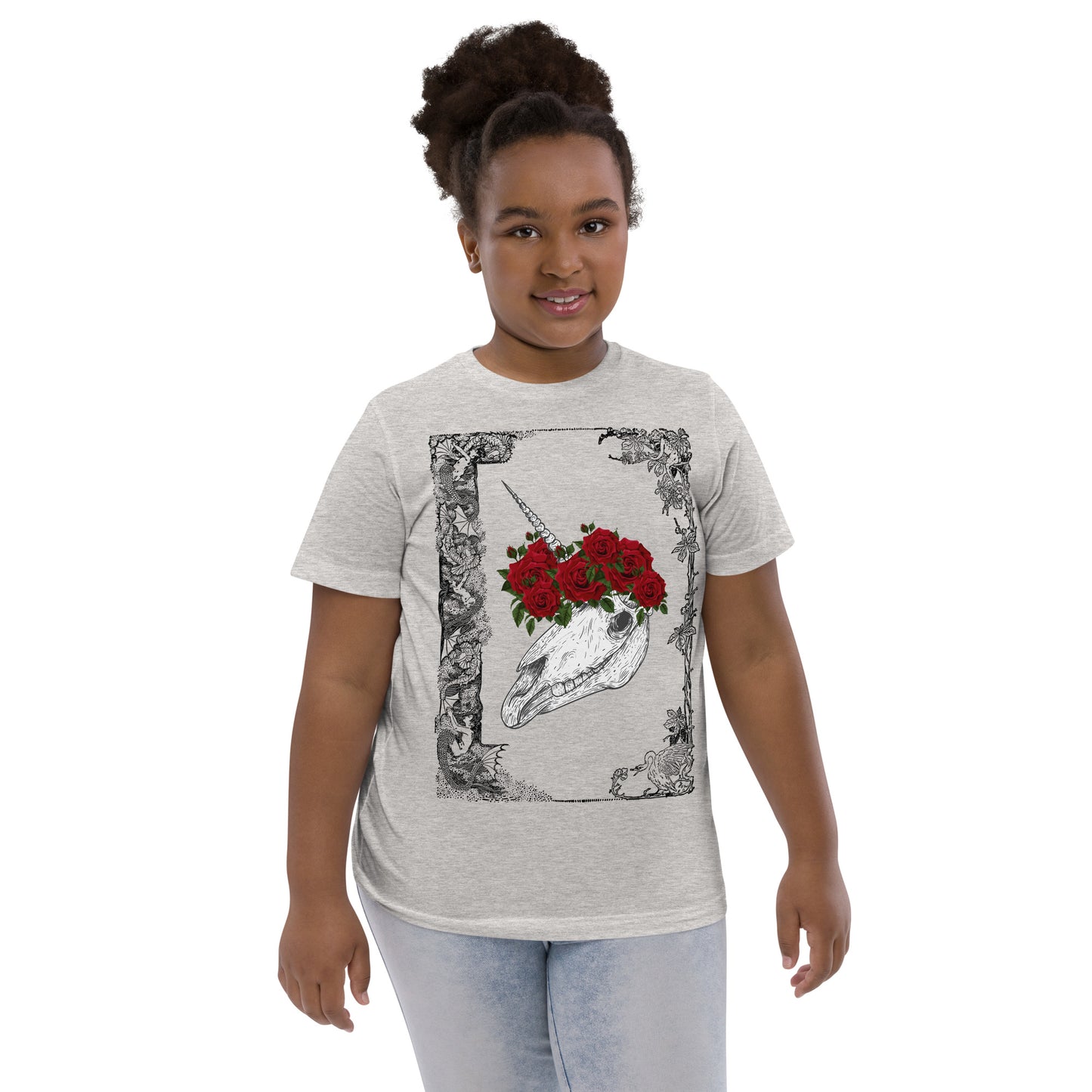 Mari Lwyd Unicorn Youth jersey t-shirt - A. Mandaline Art